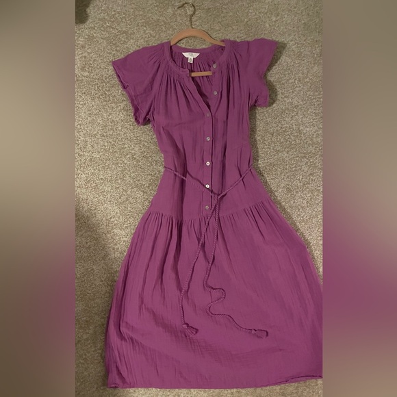 Time and Tru Dresses & Skirts - Time and Tru Button-Down Belted Midi Dress in Purple - XS